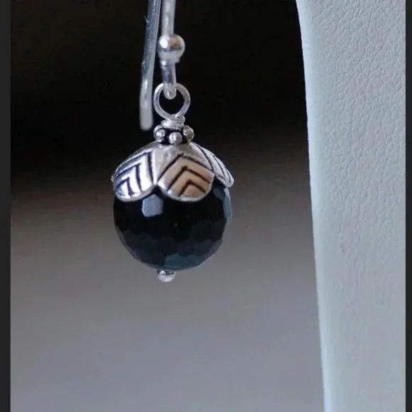 Black Spinel Earrings,August Birthstone Earrings,Black Earrings, Sparkle Jewelry - Picture 2 of 2